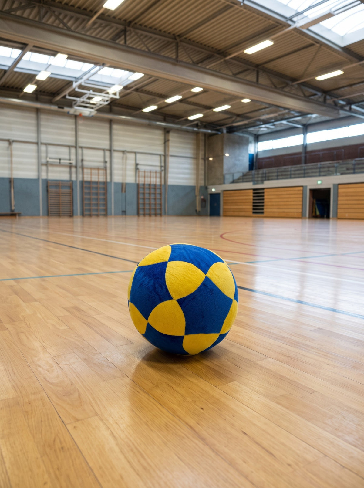 De Korfbalknuffel op de vloer van een sporthal