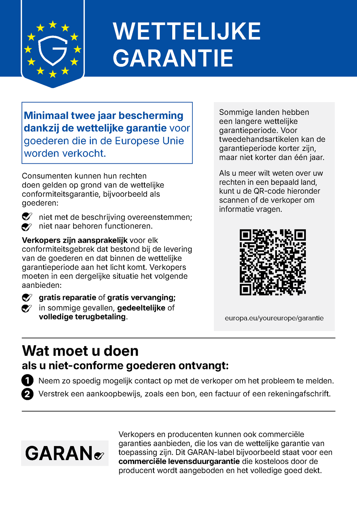 Kennisgeving van de Europese Unie over de wettelijke garantie
